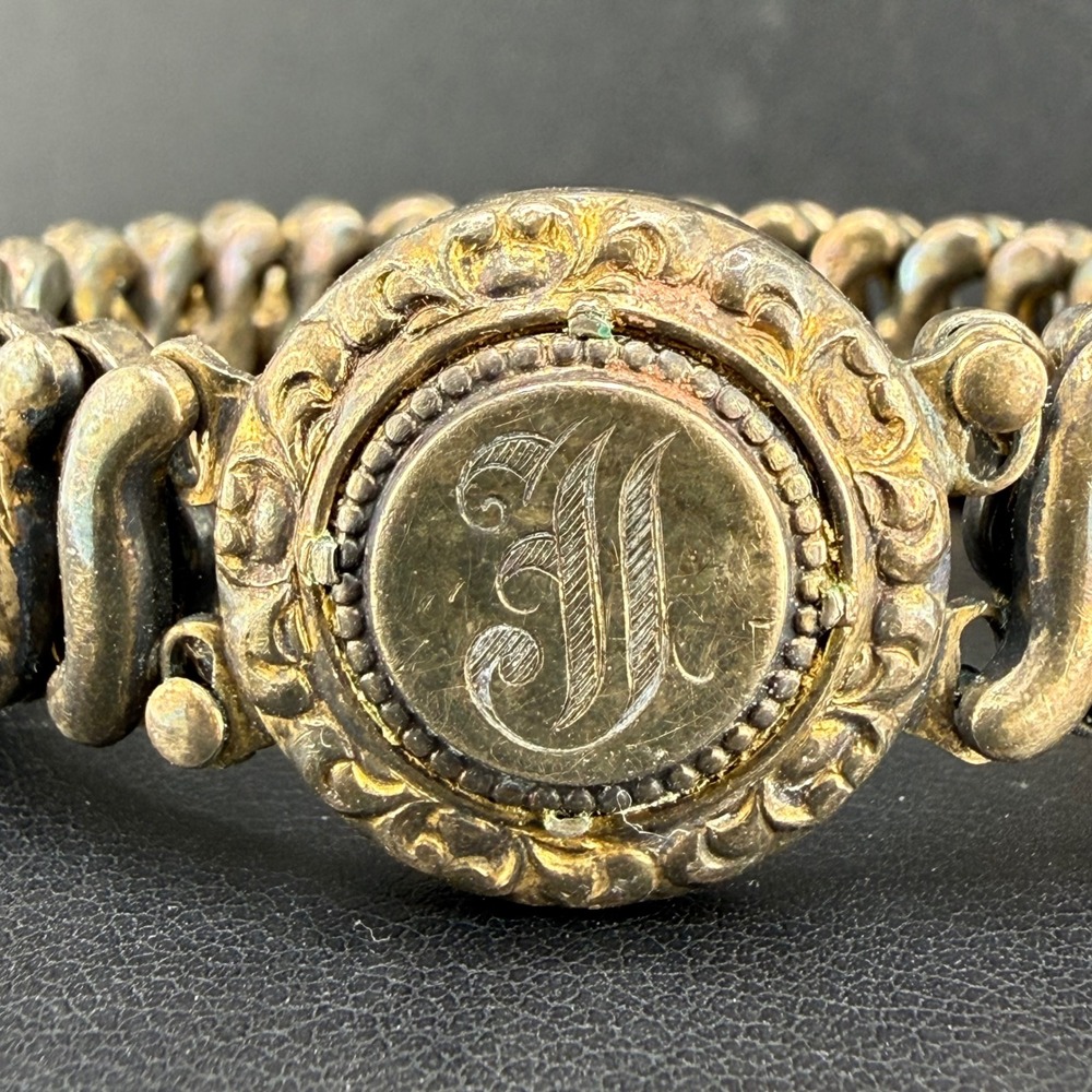 Vintage D.F.B. Co Carmen Expansion Bracelet Gold Tone Monogrammed 5.5
